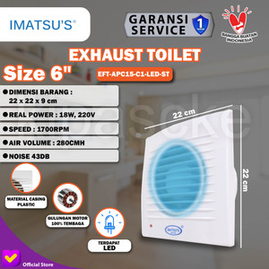 Imatsu Exhaust Fan EFT-APC15-C1-LED-ST 6 Inch Rumah Toilet Dapur Resto