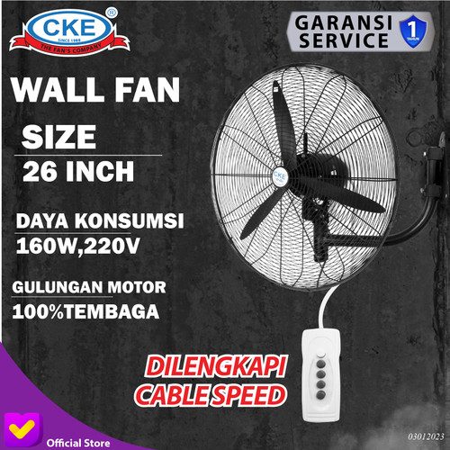 CKE Wall Fan GS 26 Inch Kipas Angin Dinding Tembok Rumah Sejuk Dingin