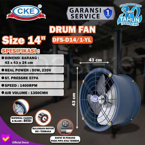 CKE Drum Fan DFS-D14 1 14 Inch Drum Fan Blower