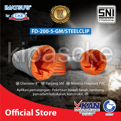 Imatsu's Flexible Duct FD-GM-STEELCLIP 8 Inch 5 Meter Duct Hose Selang