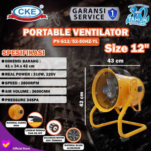 Portable Ventilator CKE PV-S12 52-50HZ 12 Inch Blower Eksos Tambang