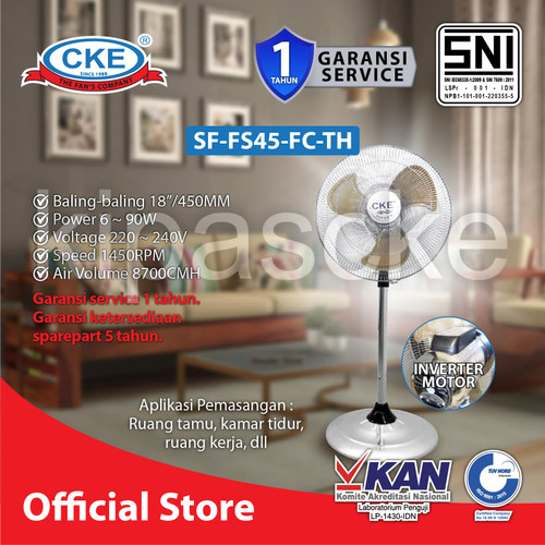 CKE Stand Fan SF-FS45-FC-TH 18 Inch Kipas Angin Berdiri Kipas Industri