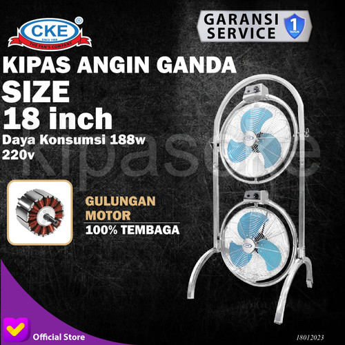 Powerfull Fan 18 Inch Kipas Angin Tornado Industri Lantai Ganda