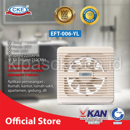 Exhaust Fan Toilet CKE EFT-006 6 Inch Rumah Toilet Dapur Eksos