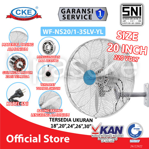 Wall Fan CKE NS-SLV 20 Inch Kipas Angin Dinding Tembok Rumah Sejuk