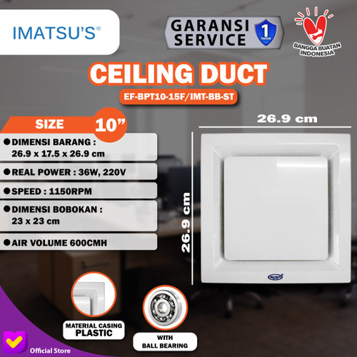 Exhaust Fan Imatsu BPT10-15F With Ball Bearing 10 Inch Rumah Eksos