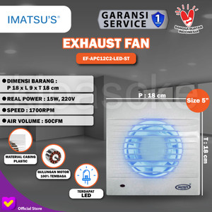 Exhaust Fan Imatsu APC12C2 With LED 5 Inch Rumah Toilet Dapur Eksos