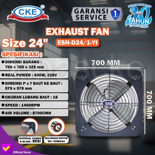 Exhaust Fan CKE Standard DBN 24 Inch Fan Industri Toilet Eksos