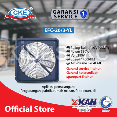 CKE Exhaust Fan Cooling Fan 20 Inch 380V Fan Industri Toilet Eksos