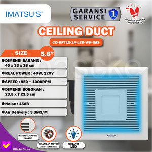 Imatsu Ceiling Duct BPT15-14-LED 5.6Inch Exhaust Plafon Exhaust Toilet