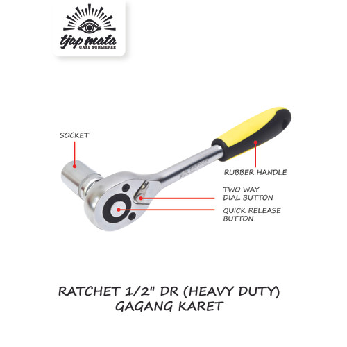 TJAP MATA / CAP MATA Gagang Kunci Sok Rachet / Ratcet 1/2" HD-GG Karet