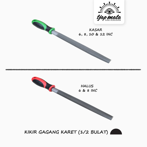 TJAP MATA / CAP MATA Kikir 1/2 Bulat, Gagang Karet