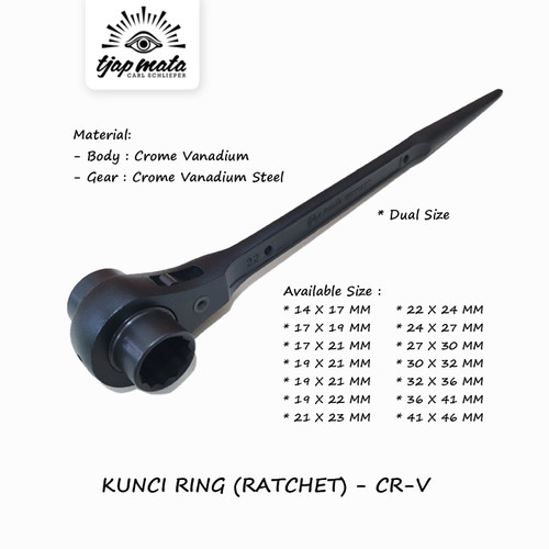 TJAP MATA / CAP MATA Kunci Ring Ratchet / Scafolding / Kotrek