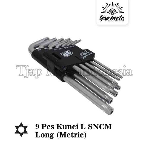 TJAP MATA / CAP MATA Set 9 Pcs Kunci L SNCM- Tamper Star Long (Metric)