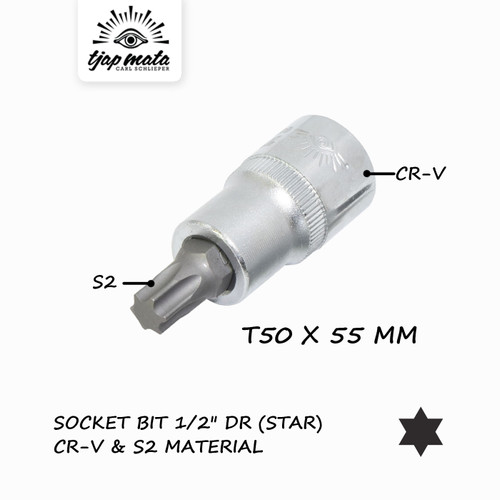 TJAP MATA / CAP MATA Socket Bit 1/2" DR Star T50 X 55 MM