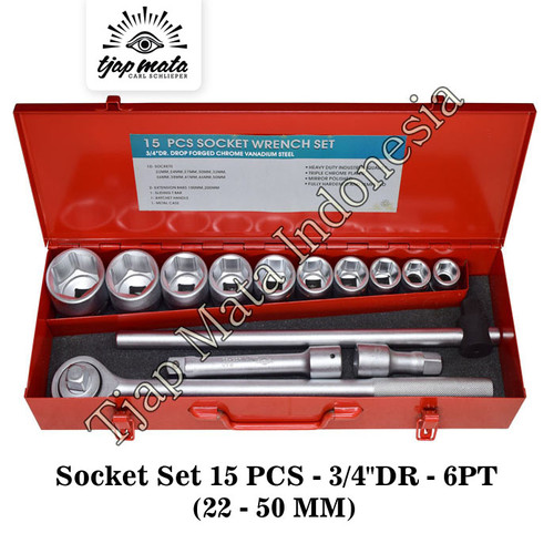 TJAP MATA / CAP MATA Socket Set 15 Pcs 3/4" DR (6 Point) - Metric