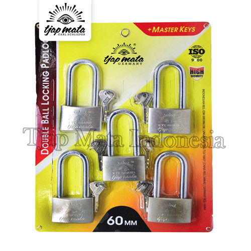 TJAP MATA / CAP MATA Gembok 60 MM (5 Pcs), Leher Panjang, Master Key