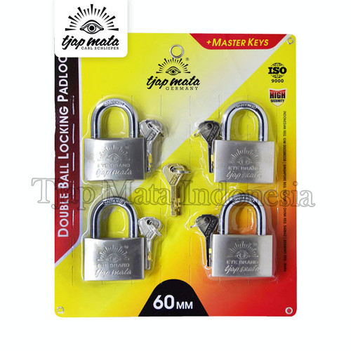 TJAP MATA / CAP MATA Gembok 60 MM (4 Pcs), Leher Pendek, Master Key