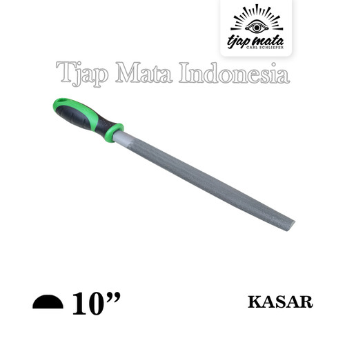 TJAP MATA / CAP MATA Kikir 1/2 Bulat (Kasar) 10", Gagang Karet