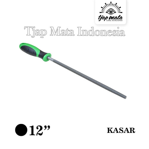 TJAP MATA / CAP MATA Kikir Bulat (Kasar) 12", Gagang Karet