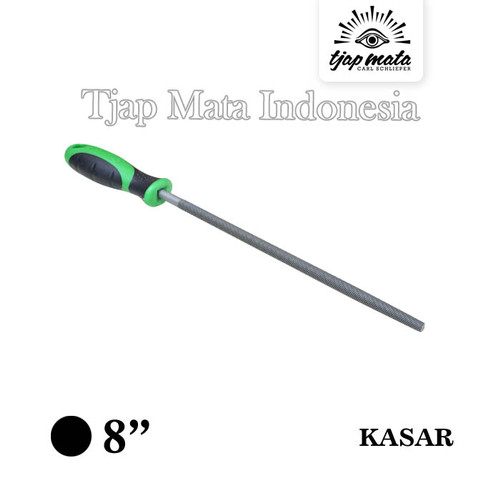 TJAP MATA / CAP MATA Kikir Bulat (Kasar) 8", Gagang Karet