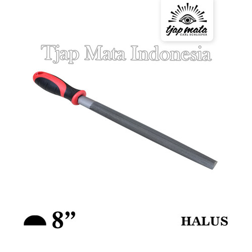 TJAP MATA / CAP MATA Kikir 1/2 Bulat (Halus) 8", Gagang Karet