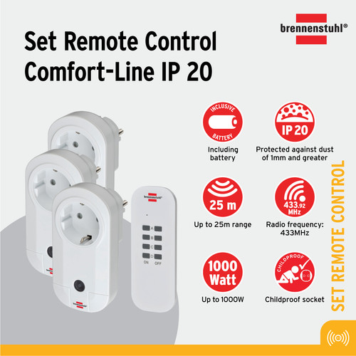 Brennenstuhl Comfort-Line Remote Control Set 3x IP20 - 1507040