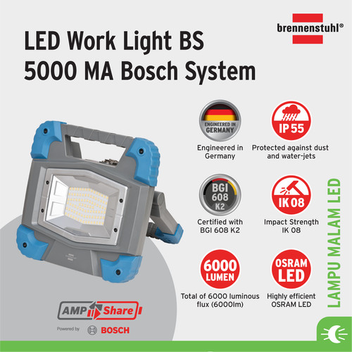 Brennenstuhl Lampu Senter LED BS5000MA Bosch System - 1171630501