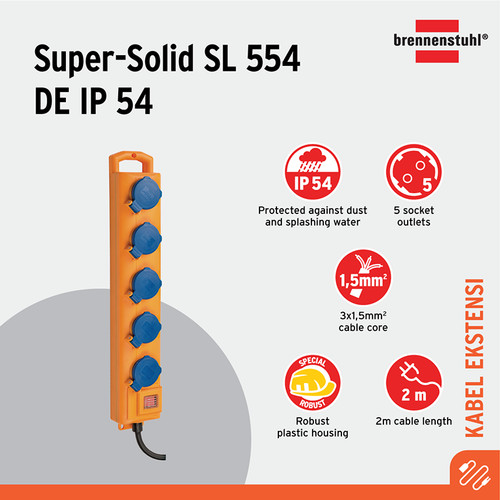 Brennenstuhl Super Solid SL554 DE 5Soket IP54 Kabel Outdoor-1159900205