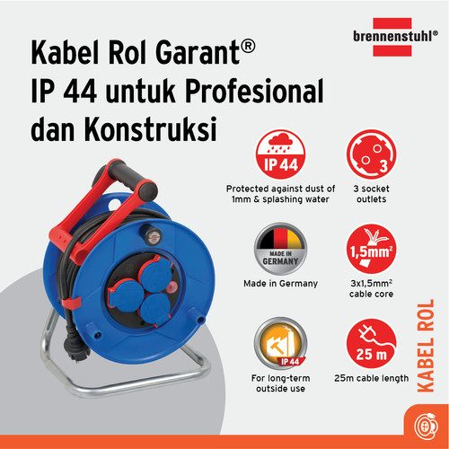 Brennenstuhl Kabel Rol Garant IP44 25m Industrial Grade -1218350