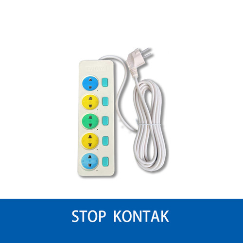 Stop Kontak Kabel siap pakai 3/4/5 Lubang,kabel 1.5/3/5M model warna