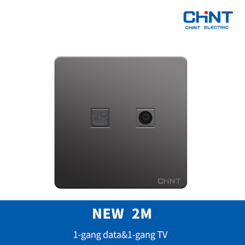 CHINT NEW 2M-Gray Black TV & data socket / soket TV & data