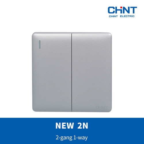 CHINT NEW2N-Silver/Perak 2-gang 1-way switch/saklar