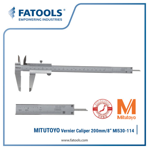 MITUTOYO 530-114 Vernier Caliper 8" 0-200mm Sigmat Jangka Sorong