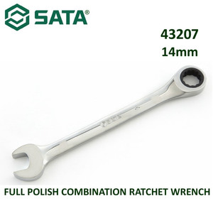 Kunci Ring Pas 14 mm 43207 Full Polish Comb. Ratchet Wrench Sata Tools