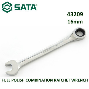 Kunci Ring Pas 16 mm 43209 Full Polish Comb. Ratchet Wrench Sata Tools