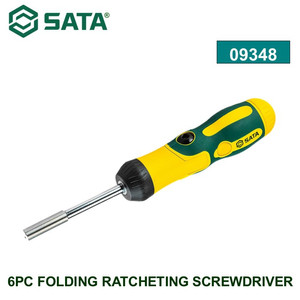 Obeng Ratchet Lipat 09349 6 Pc Folding Ratcheting Screwdriver Sata