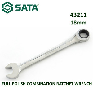 Kunci Ring Pas 18 mm 43211 Full Polish Comb. Ratchet Wrench Sata Tools