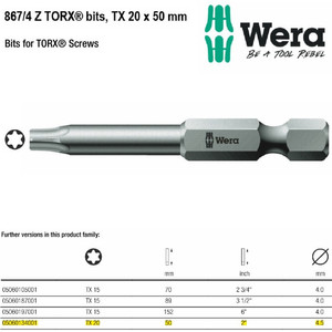 Mata Obeng Bintang TX 20 x 50 mm Wera 05060134001 Bits TORX Screws