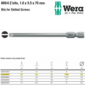 Mata Obeng Minus 1,0 x 5,5 x 70 mm Wera 05059486001 Slotted