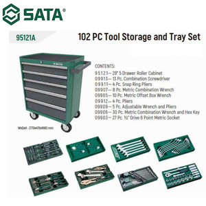 Troli Set 5 Laci 95121A 102 Pcs 5 Drawer Tool Trolley Set Sata Tools