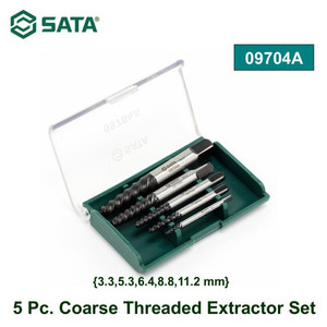 Mata Bor Ekstrator 09704A 5Pc Coarse Threaded Extractor Set Sata Tools