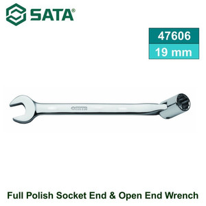 Kunci Ring Pas Fleksibel 19 mm 47606 Socket End & Open End Wrench Sata