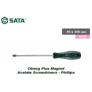 Obeng Plus Magnet PH 3 X 300 mm 62322 Acetate Screwdriver Sata Tools