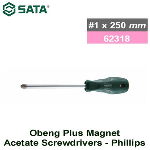 Obeng Plus Magnet PH 1 X 250 mm 62318 Acetate Screwdriver Sata Tools