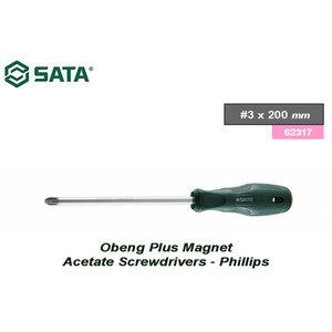 Obeng Plus Magnet PH 3 X 200 mm 62317 Acetate Screwdriver Sata Tools