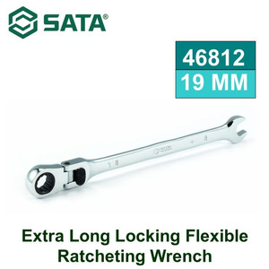 Kunci Ring Pas 19 mm 46812 Extra Long Locking Flex Ratchet Wrench Sata