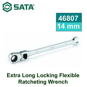 Kunci Ring Pas 14 mm 46807 Extra Long Locking Flex Ratchet Wrench Sata