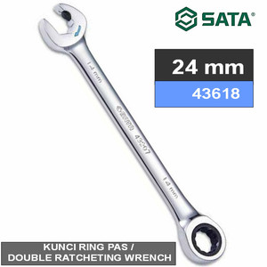 Kunci Ring Pas Double Ratchet 24 mm 43618 Wrench Sata Tools