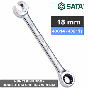 Kunci Ring Pas Double Ratchet 18 mm 43614 Wrench Sata Tools